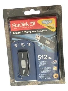 Sealed Storage Media Bundle – Crucial 2GB SD Card + SanDisk Cruzer  512MB USB